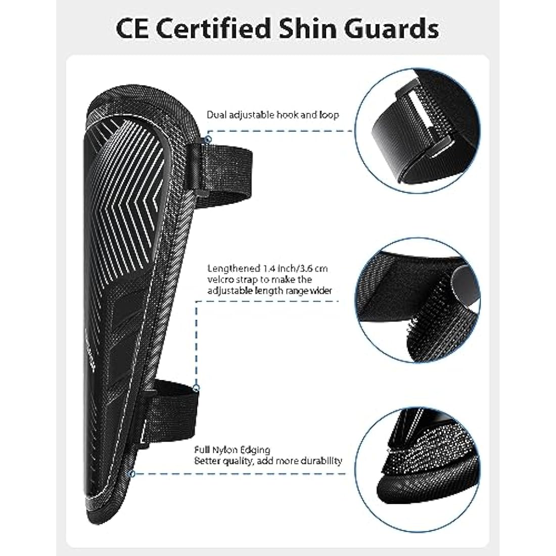 AirsFish Kids Football Shin Guards - CE Certified Soccer Shin Pads
