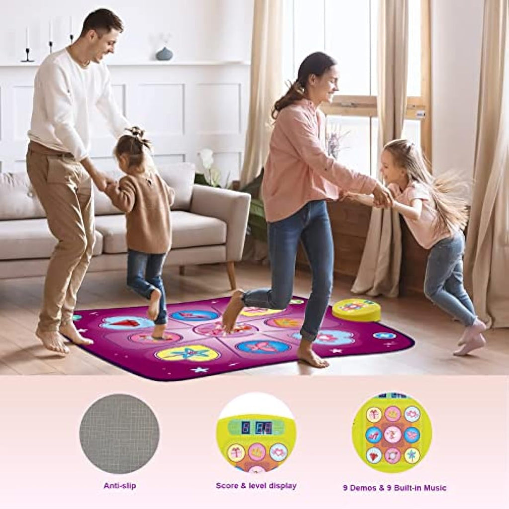 Rodzon Purple Dance Mat for Girls – LED Musical Play Mat with 3 Game Modes