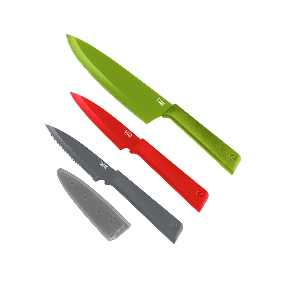 Kuhn Rikon Colori+ 3-Piece Kitchen Knife Set – Stainless Steel Blades