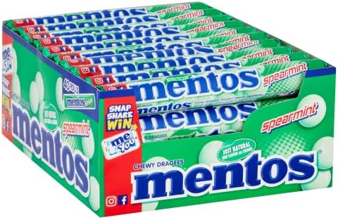 Mentos Spearmint Soft Mints – Chewy Vegetarian Sweets, 40 Rolls Bulk Pack