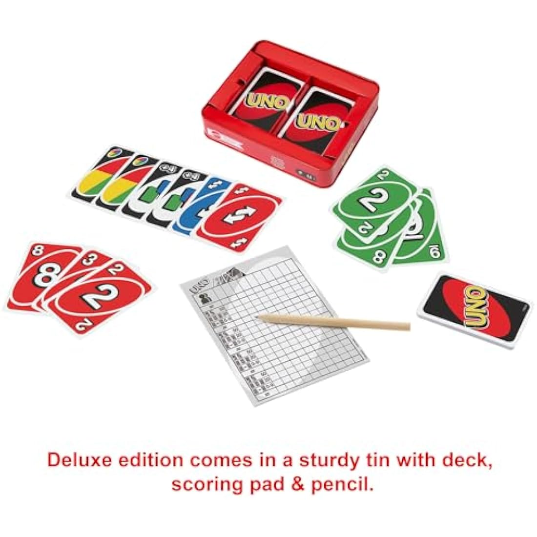 Mattel Games UNO Deluxe Card Game - Classic Family Game in Storage Tin