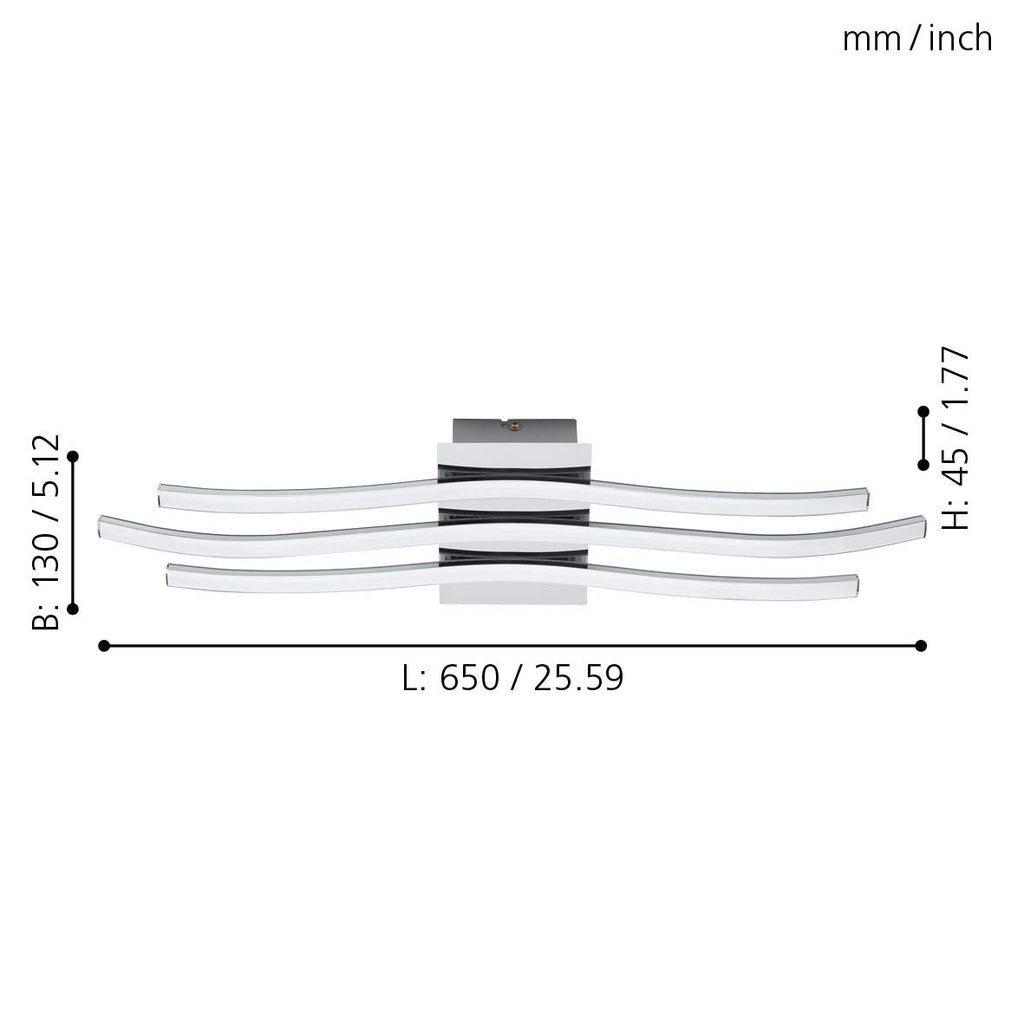 Eglo Roncade LED Ceiling Light – Modern Chrome 3-Lamp Warm White