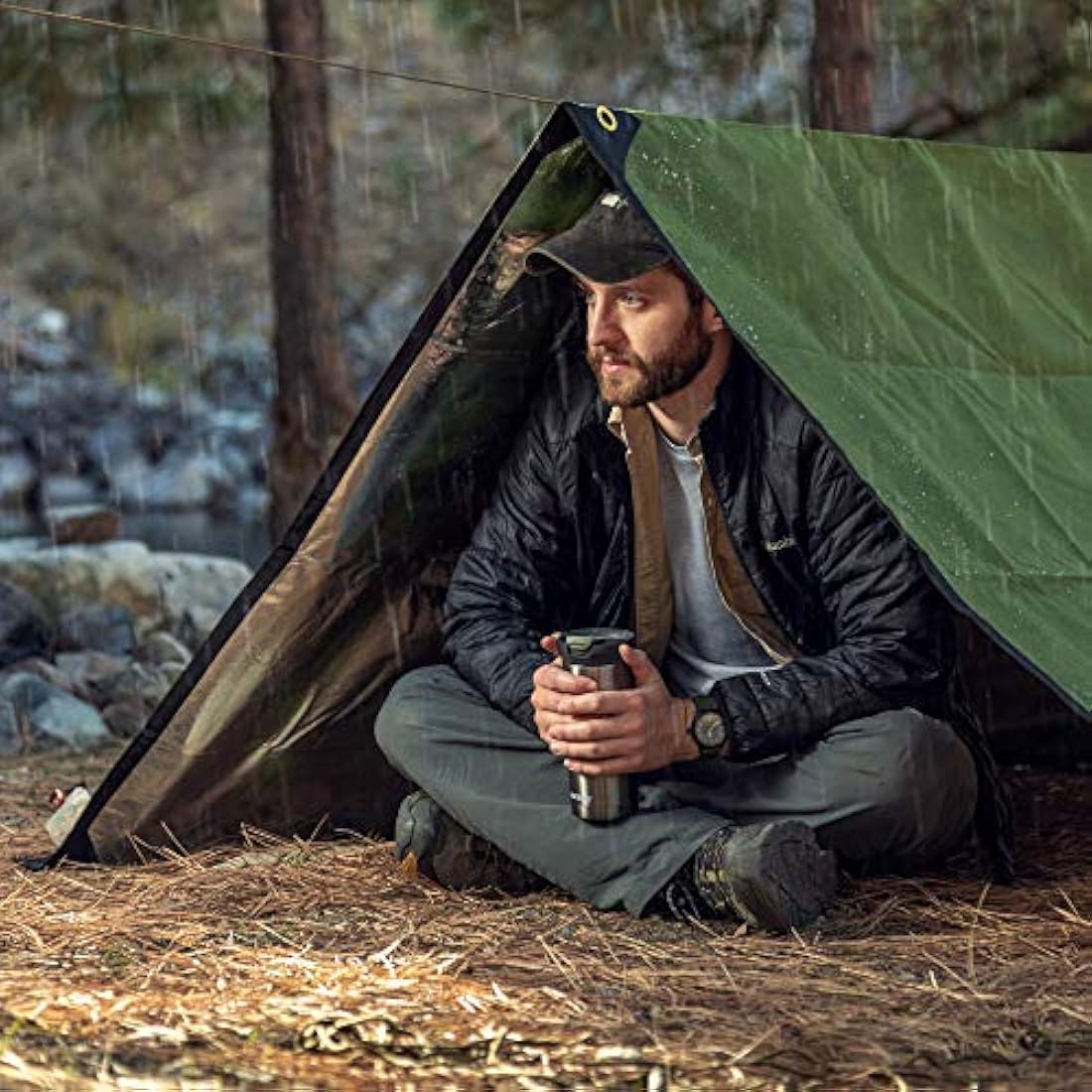 Arcturus XL Survival Tarp | Waterproof Emergency Blanket - Woodland Camo