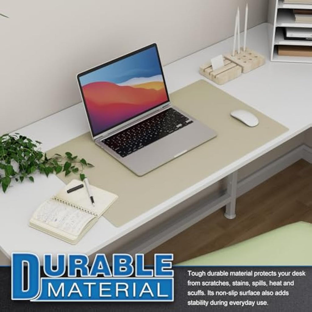 Jolof Store Leather Desk Mat | Small Office Mouse Pad - Ivory Cream