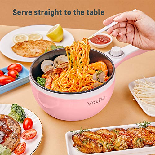 Vocha 1.5L Electric Hot Pot – Portable Non-Stick Multi-Cooker for Travel, Pink
