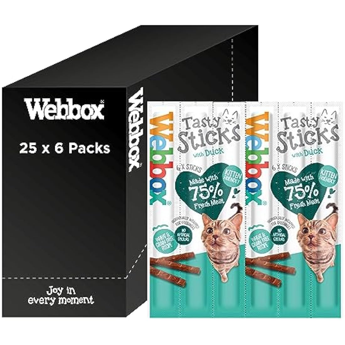 Webbox Tasty Sticks Duck Cat Treats – Grain Free & Kitten Friendly (150pk)