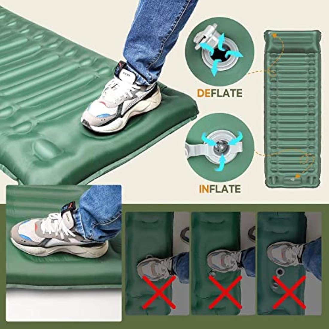 BLUEVER 14cm Self-Inflating Camping Mattress | Waterproof Sleeping Pad