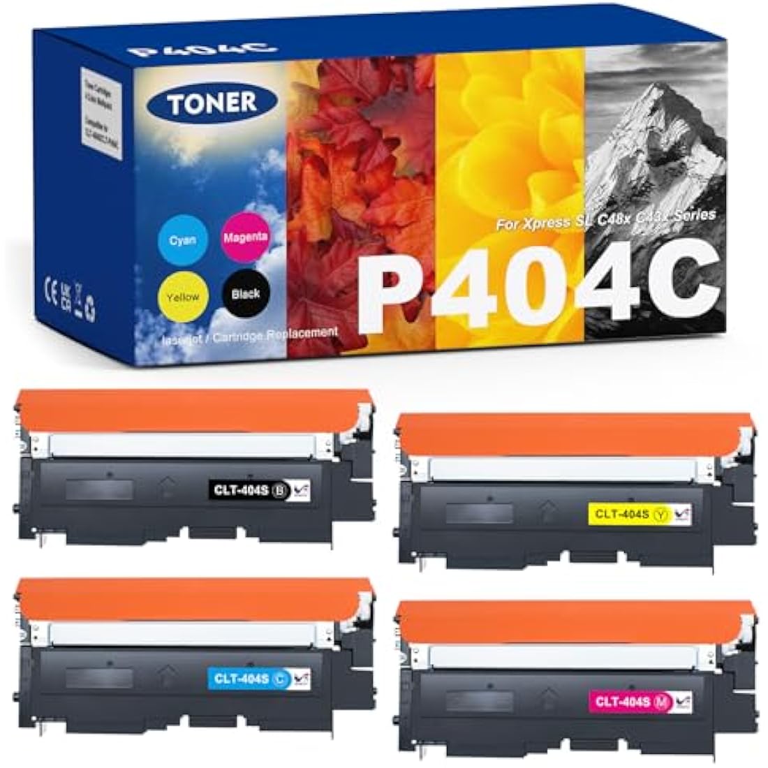 ONLYU Compatible Samsung CLT-P404C Toner for Xpress SL-C430W C480FW (4-Pack)