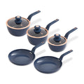 Tower Cavaletto 5 Piece Non-Stick Cookware Set - Midnight Blue & Rose Gold