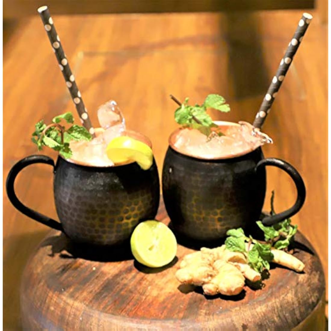 Staglife Black Copper Moscow Mule Mugs – Set of 2 Hammered 16 Oz Cups