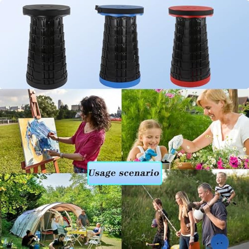 HVDHYY Telescopic Stool 2-Pack – Portable Folding Camping Seat, Red