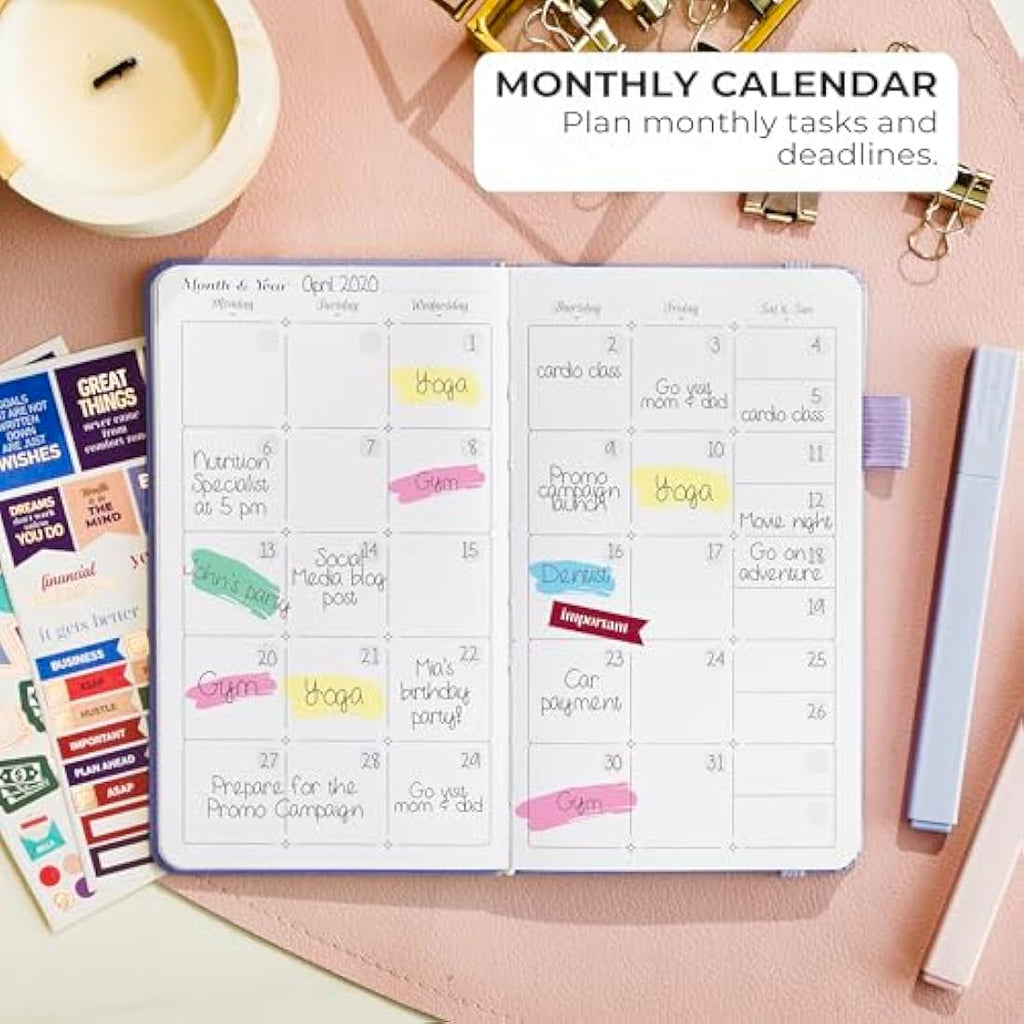 GoGirl Pocket Weekly Planner – Undated Goal Journal & Agenda, Lavender