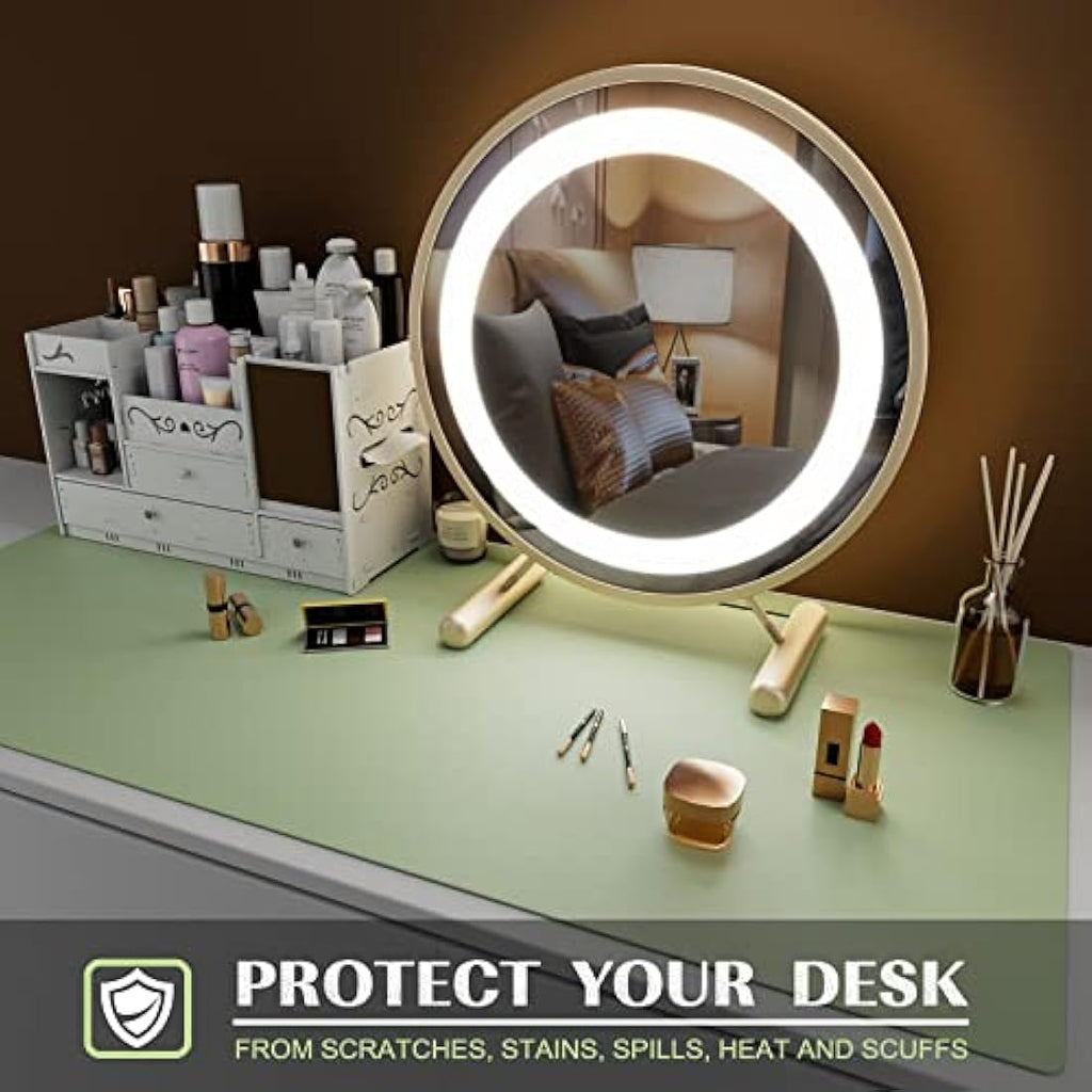 K KNODEL Leather Desk Mat – Dual-Sided Waterproof Office Pad, Light Green