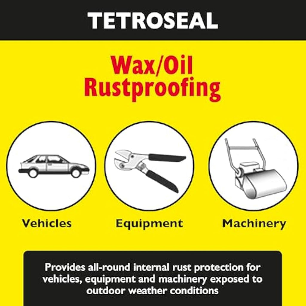 Tetroseal Waxoil Clear Car Rust Proofing - 5L Heavy Duty Metal Sealant
