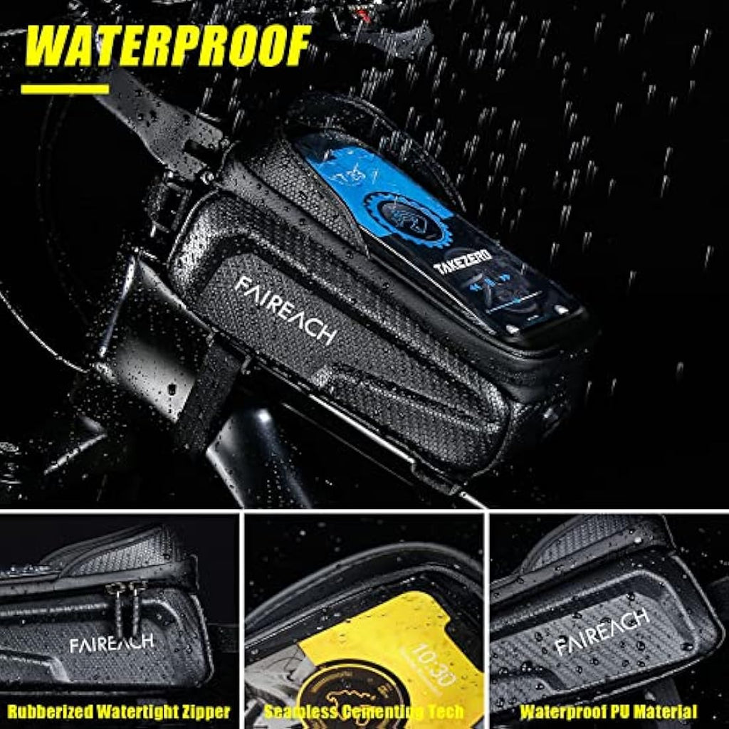 Faireach Waterproof Bike Handlebar Bag – Touchscreen Phone Mount Pouch
