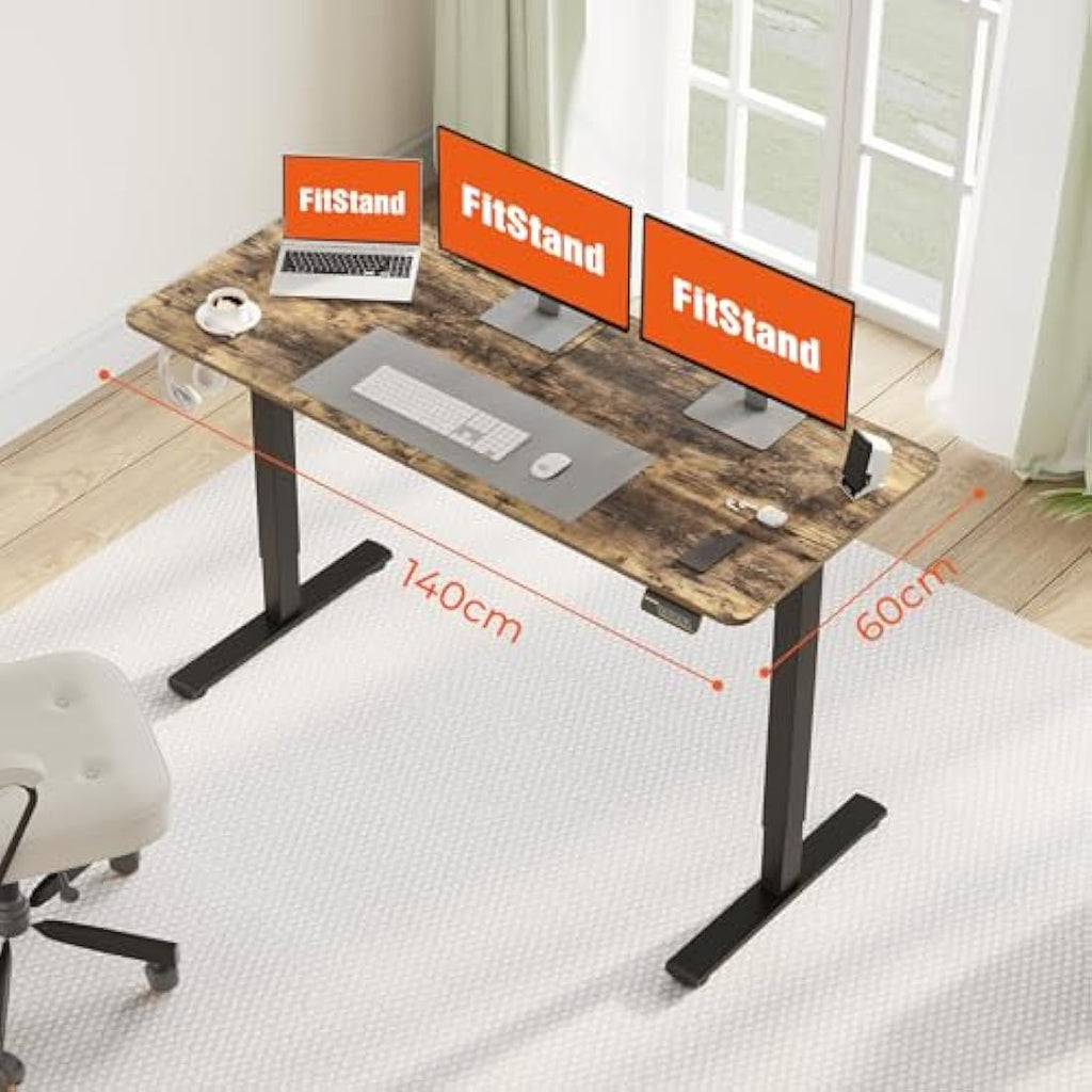FitStand FQ1 Electric Height Adjustable Standing Desk - Rustic Brown