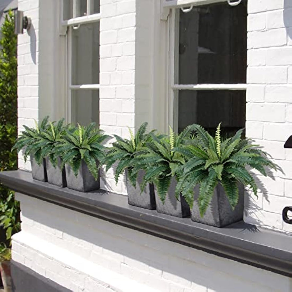 LOMOHOO Large Artificial Boston Ferns - 4 Pack UV Resistant Faux Plants