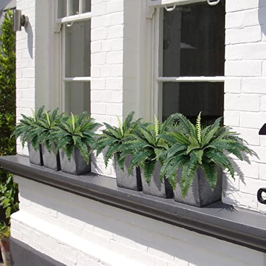 LOMOHOO Large Artificial Boston Ferns - 4 Pack UV Resistant Faux Plants