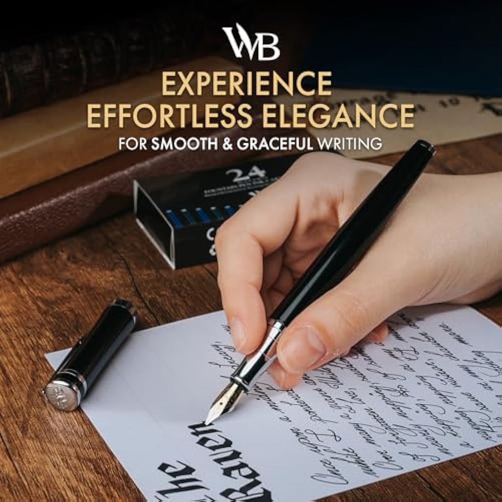 Wordsworth & Black Calligraphy Fountain Pen Set with 24 Ink Cartridges