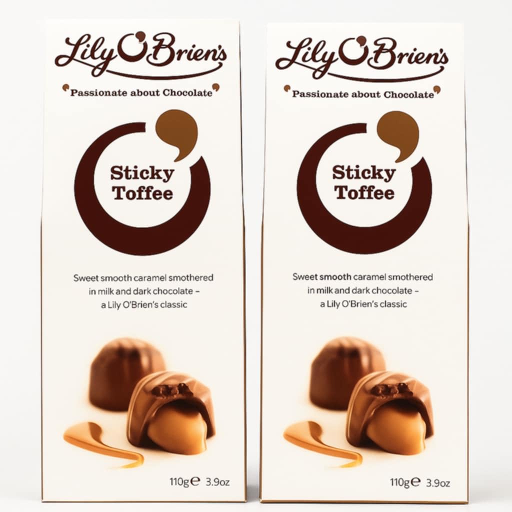Lily O'Brien's Sticky Toffee Chocolates – 110g Gourmet Packs (2 Count)