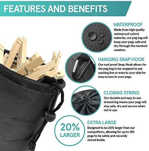 Smith’s® Waterproof Peg Bags – Durable Clothespin Holder by Jolof Store