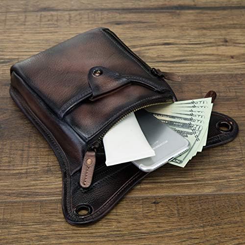 Men's Genuine Leather Motorcycle Drop Leg Bag & Waist Pack