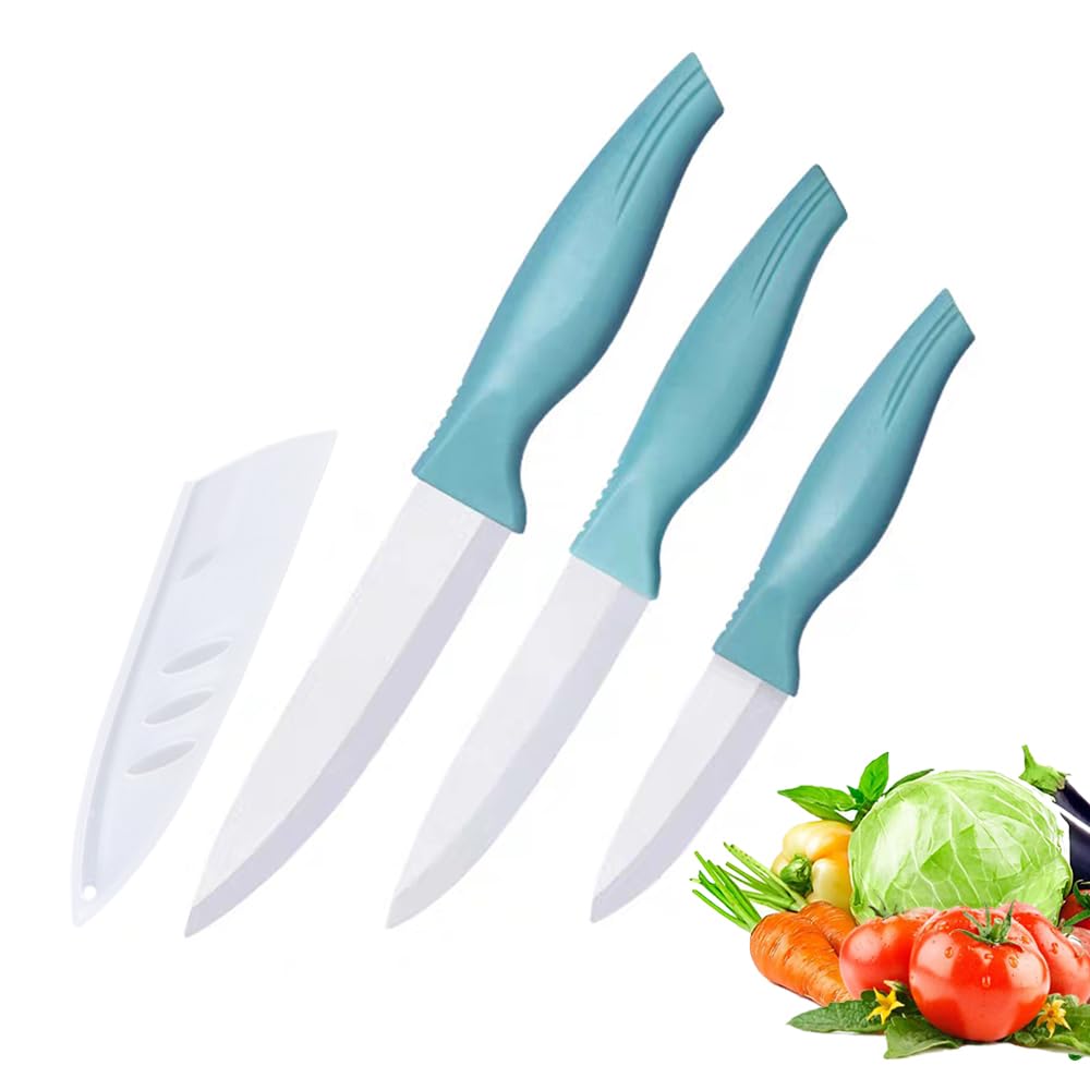 Zhiyun Blue Ceramic Knife Set – 3-Piece Kitchen Fruit Knife Set