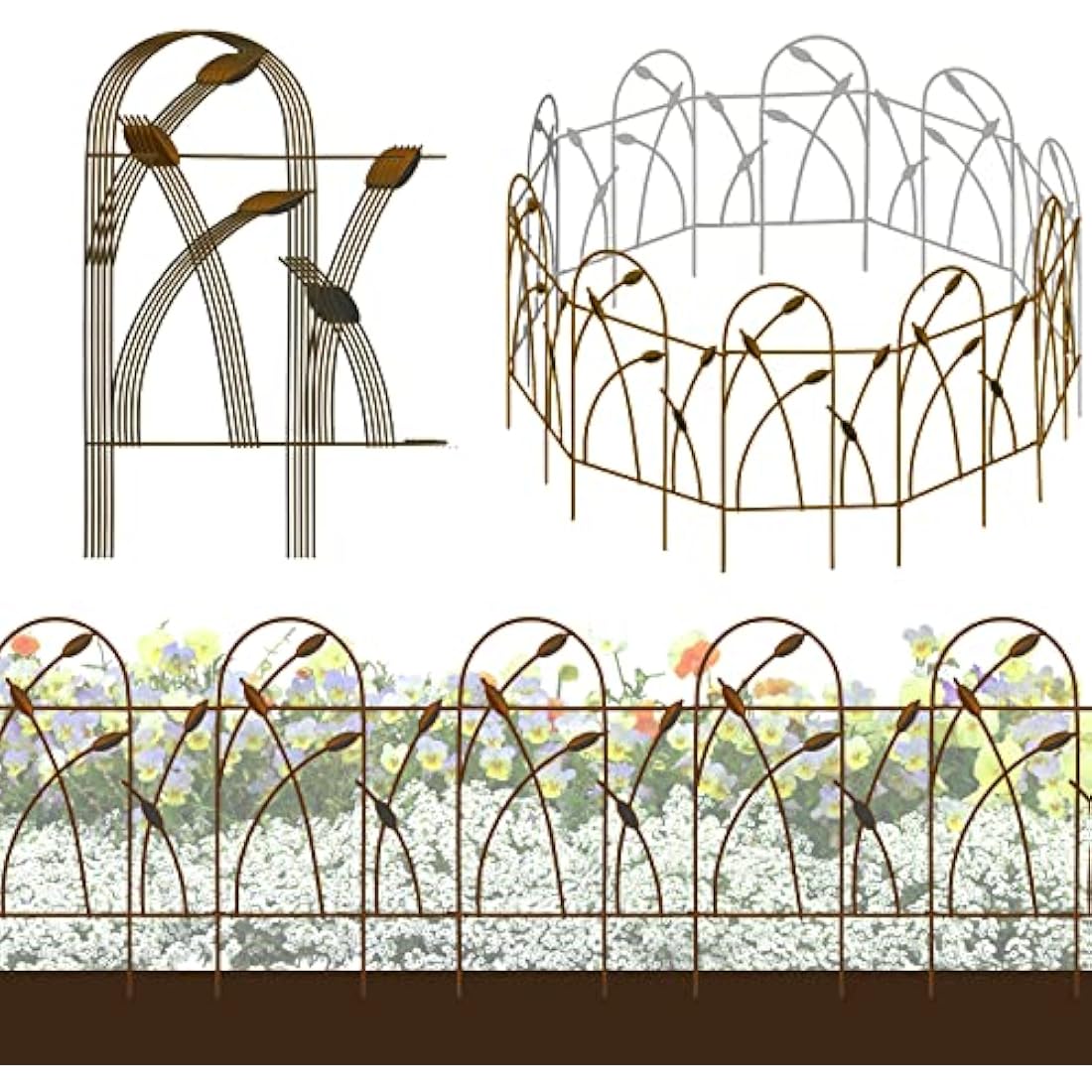 Thealyn Metal Garden Fence – 10 Panels, No-Dig Rustproof Edging, 4.9m