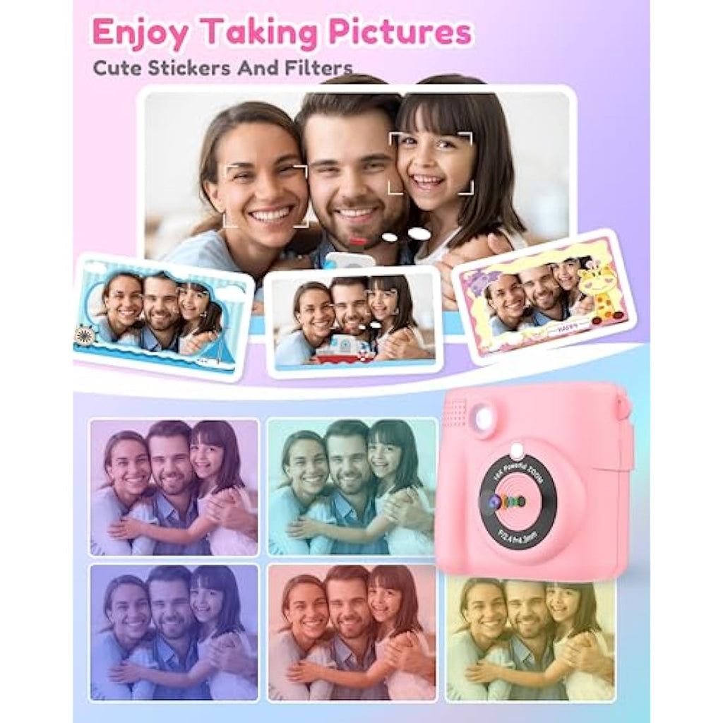 YORKOO Kids Instant Print Camera – 1080P HD Digital Camcorder with 32GB SD