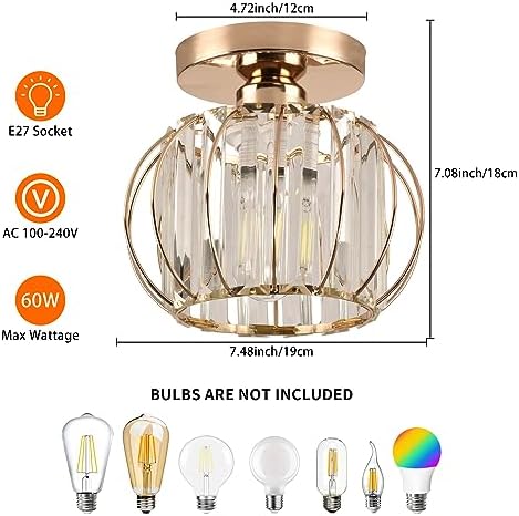 ZYDTRIP Modern Crystal Ceiling Light – Rose Gold Semi Flush Mount (2 Pack)