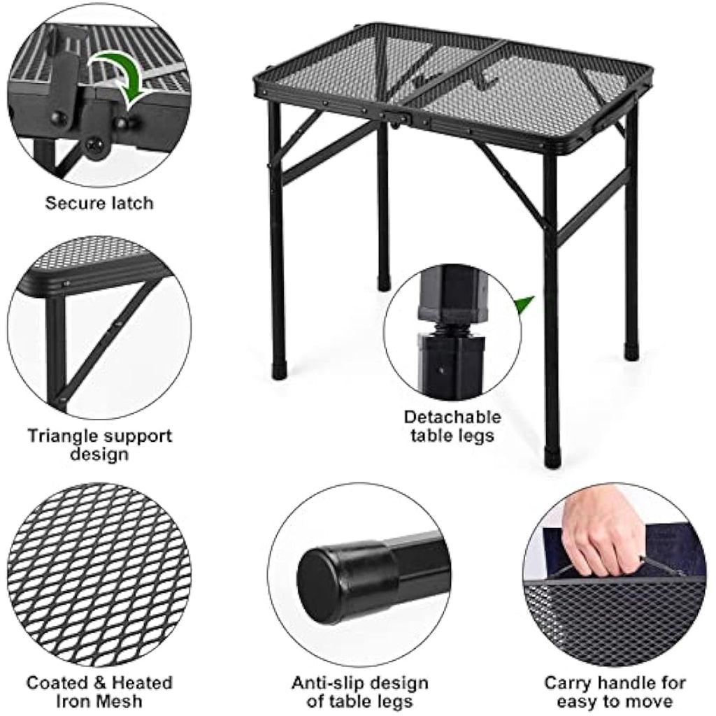 Odoland Portable Camping Table – Height Adjustable Aluminum Folding Table