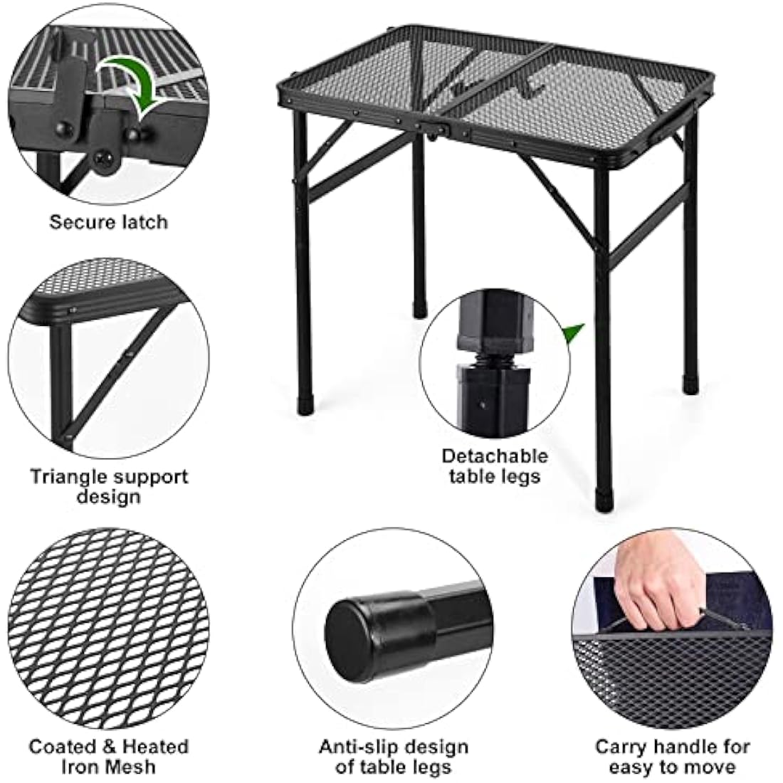 Odoland Portable Camping Table – Height Adjustable Aluminum Folding Table
