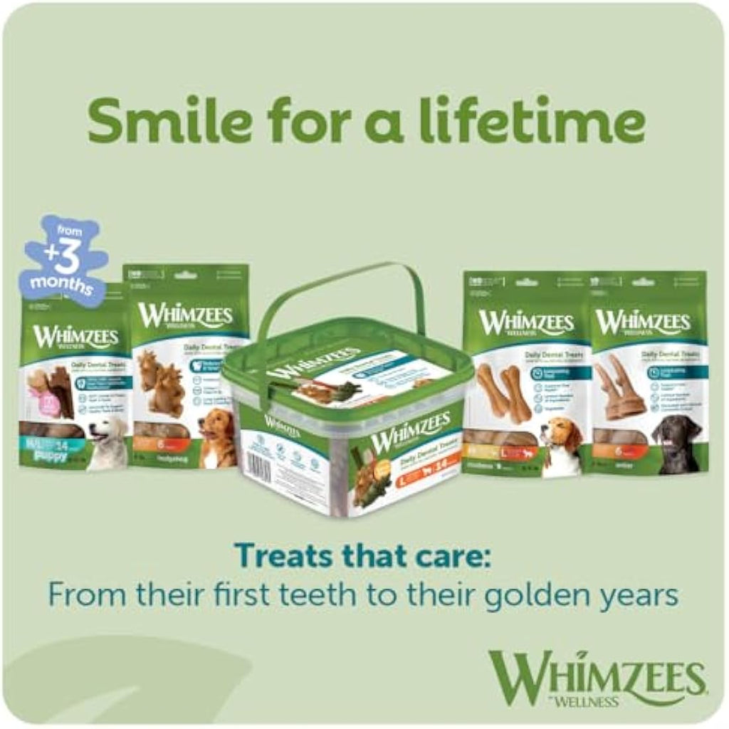WHIMZEES Hedgehog Dog Dental Sticks | Large Breed Grain-Free Chews - 6ct