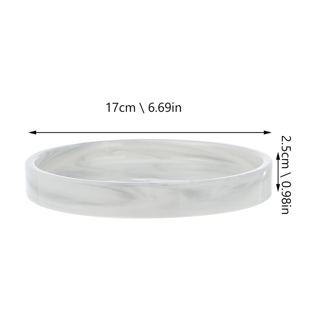Cabilock Vanity Tray Marble Design Ceramic Storage Plate 7 Inches Elegant Home Adornment Skid-resistant Marble Tray - image 2
