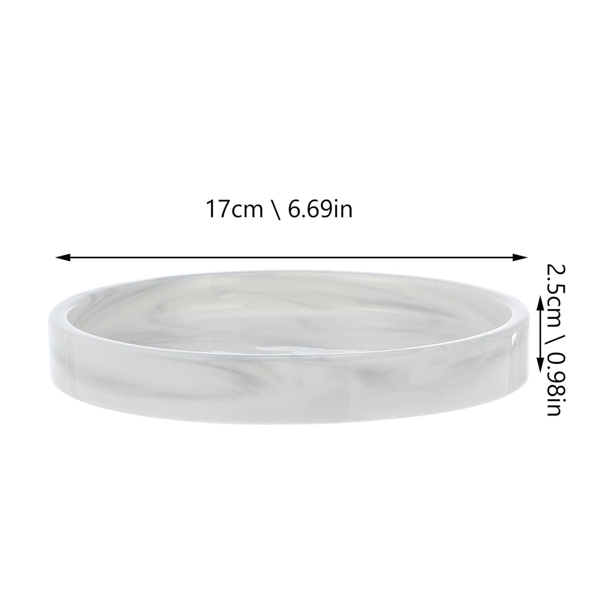 Cabilock Vanity Tray Marble Design Ceramic Storage Plate 7 Inches Elegant Home Adornment Skid-resistant Marble Tray - image 2
