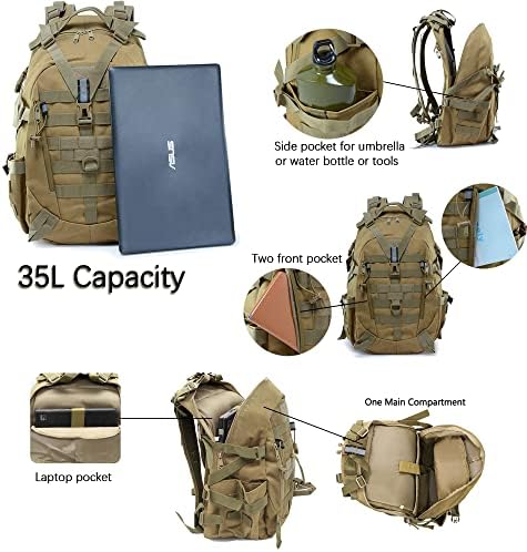 Jolof Store 35L Tactical Military Backpack – Water Resistant Molle Rucksack