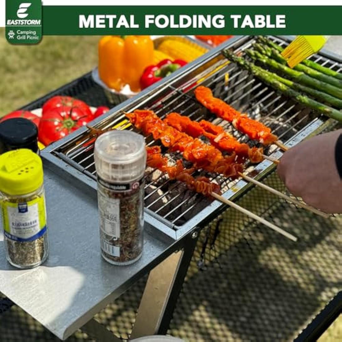E EASTSTORM Portable Folding Camping Table – Lightweight Mesh Picnic Table