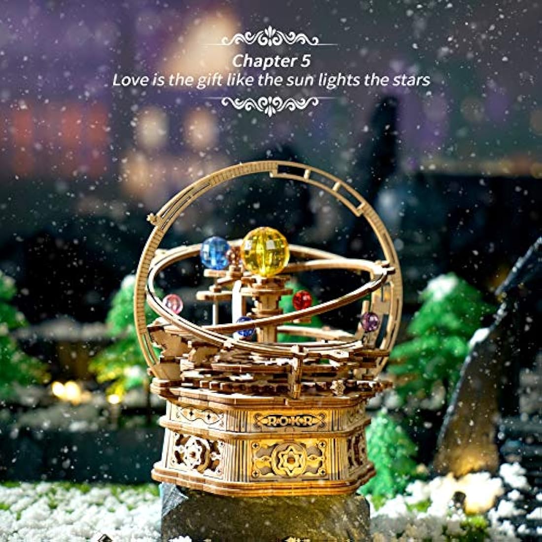 ROKR Starry Night 3D Wooden Puzzle - Mechanical Galaxy Music Box Kit
