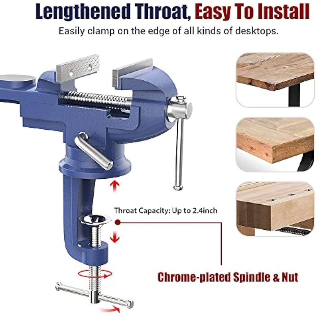 Nuovoware 70mm Table Vise | 360° Swivel Cast Iron Bench Clamp