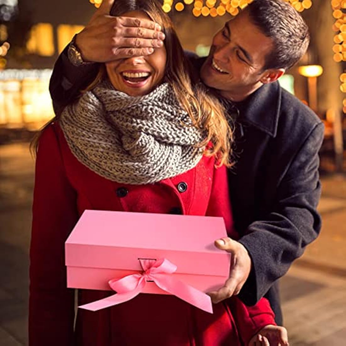 Jolof Store Pink Magnetic Gift Box with Ribbon – Large Luxury Present Box