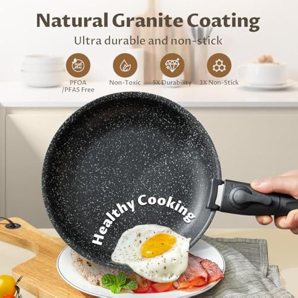 Fadware 4-Piece Non-Stick Frying Pan Set with Removable Handle