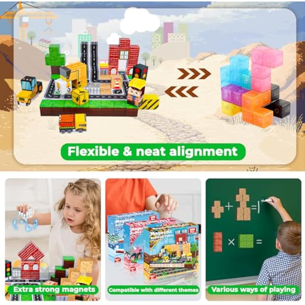 ToyUnited 100PCS Magnetic Building Blocks – STEM Montessori Stacking Cubes