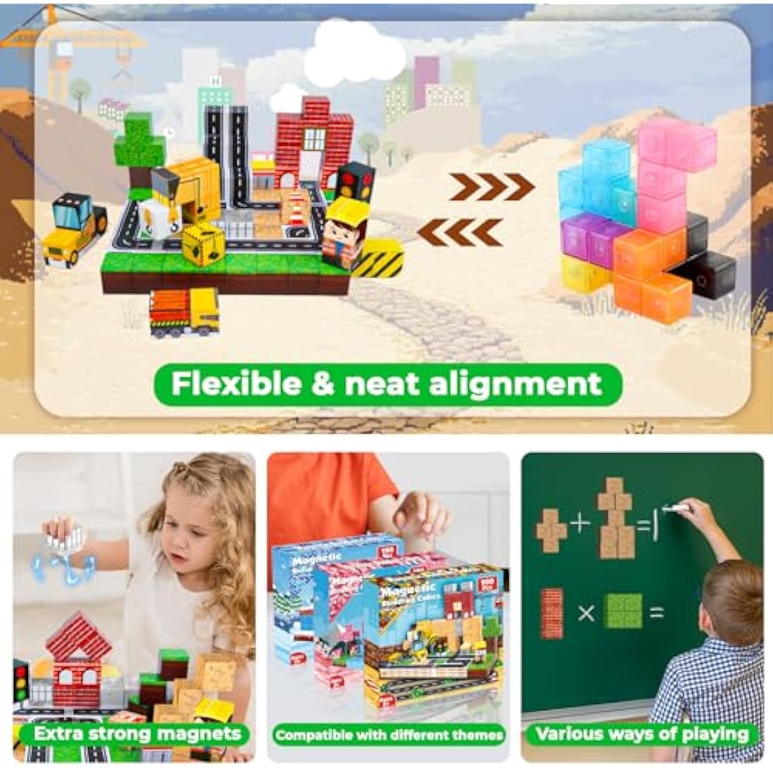 ToyUnited 100PCS Magnetic Building Blocks – STEM Montessori Stacking Cubes