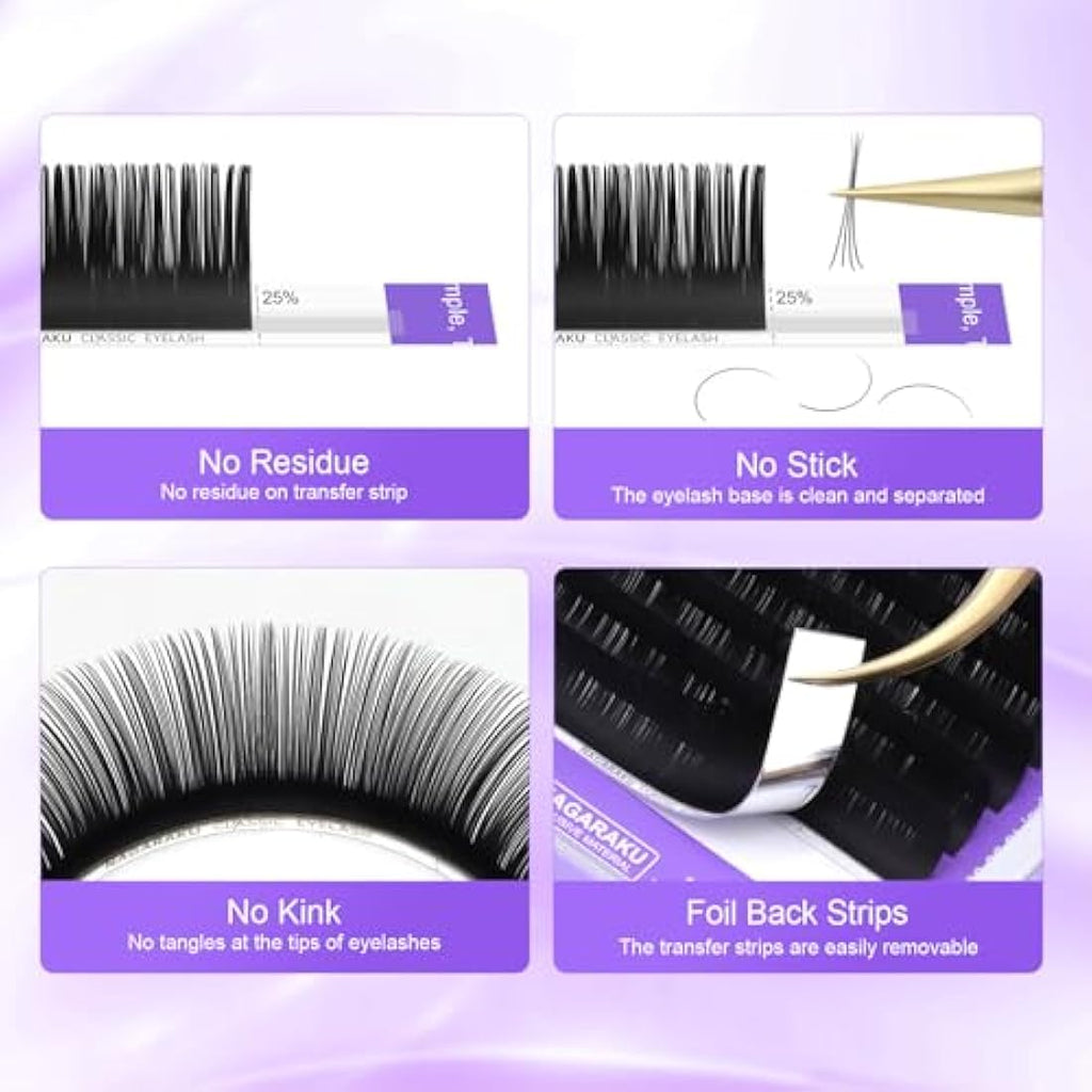 NAGARAKU Classic Eyelash Extensions | Matte Black Soft Single Lashes