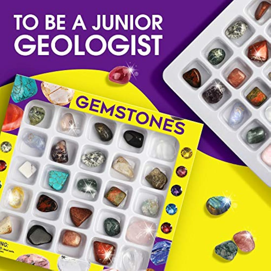 Jolof Store 25-Piece Rock and Gemstone Collection Kit for Kids – Geology Set