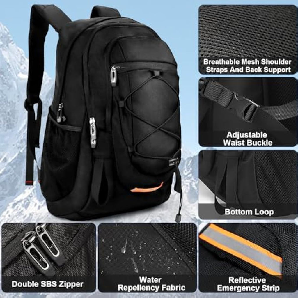 40L Hiking Backpack – Waterproof Travel Rucksack (Black)
