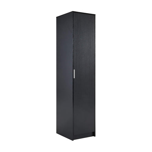 Jolof Store 1 Door Wardrobe – Slim MDF Bedroom Closet with Rail, Black