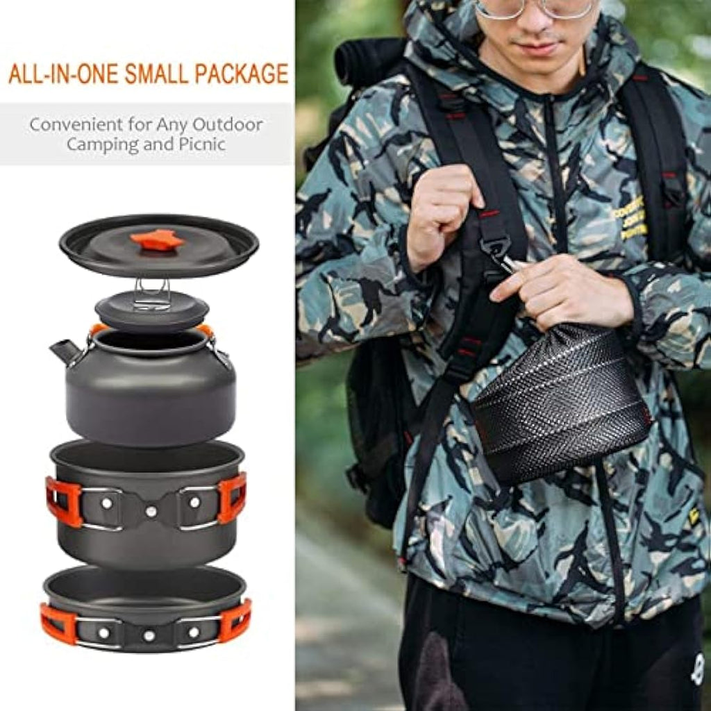 Overmont Camping Cookware Set | 0.8L/1.2L Portable Kettle & Mess Kit