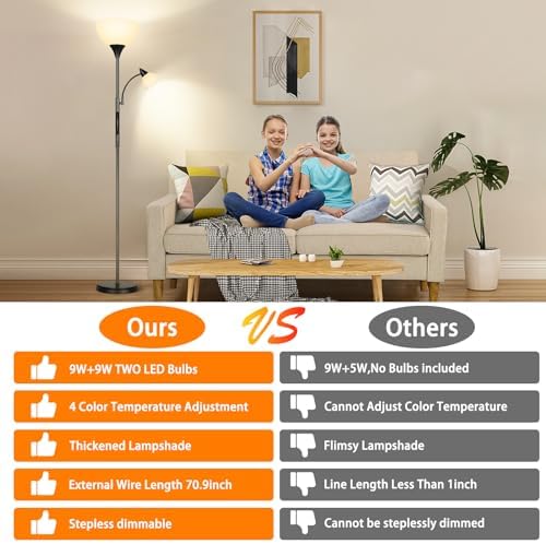 OUTON LED Floor Lamp – Dimmable Mother and Child Lamp with Remote & App