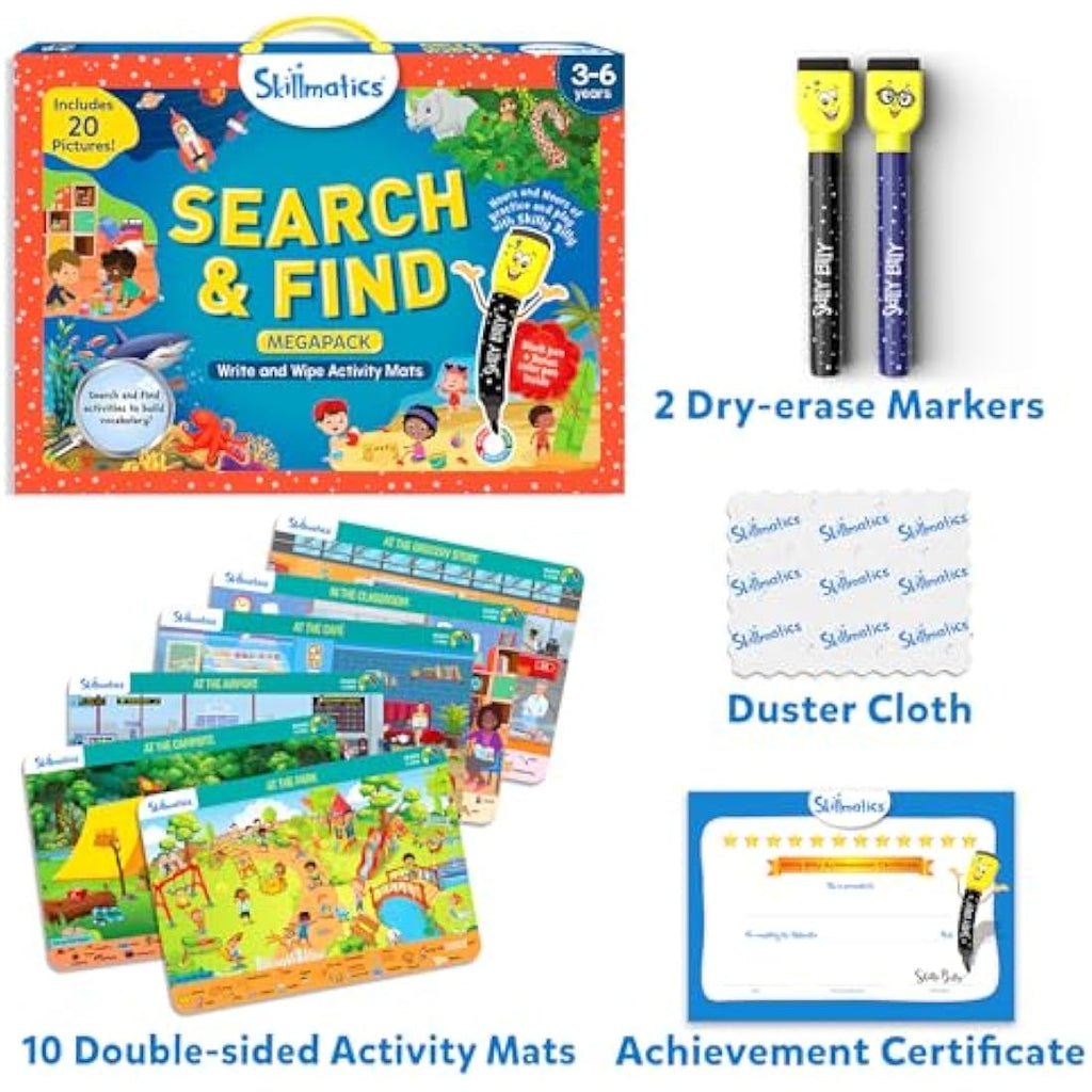 Skillmatics Search and Find Megapack | Reusable Preschool Activity Mats